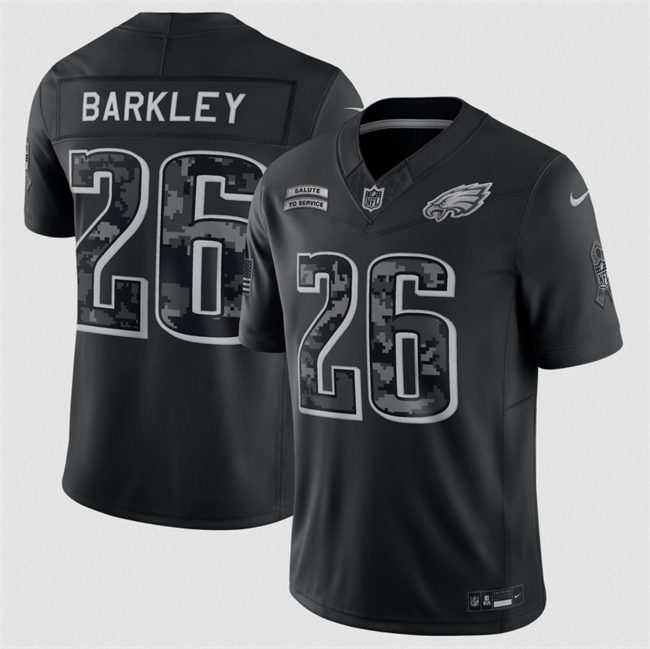 Youth Black Philadelphia Eagles #26 Saquon Barkley 2026 Salute to Service Limited Stitched Football Jersey(Run Small)